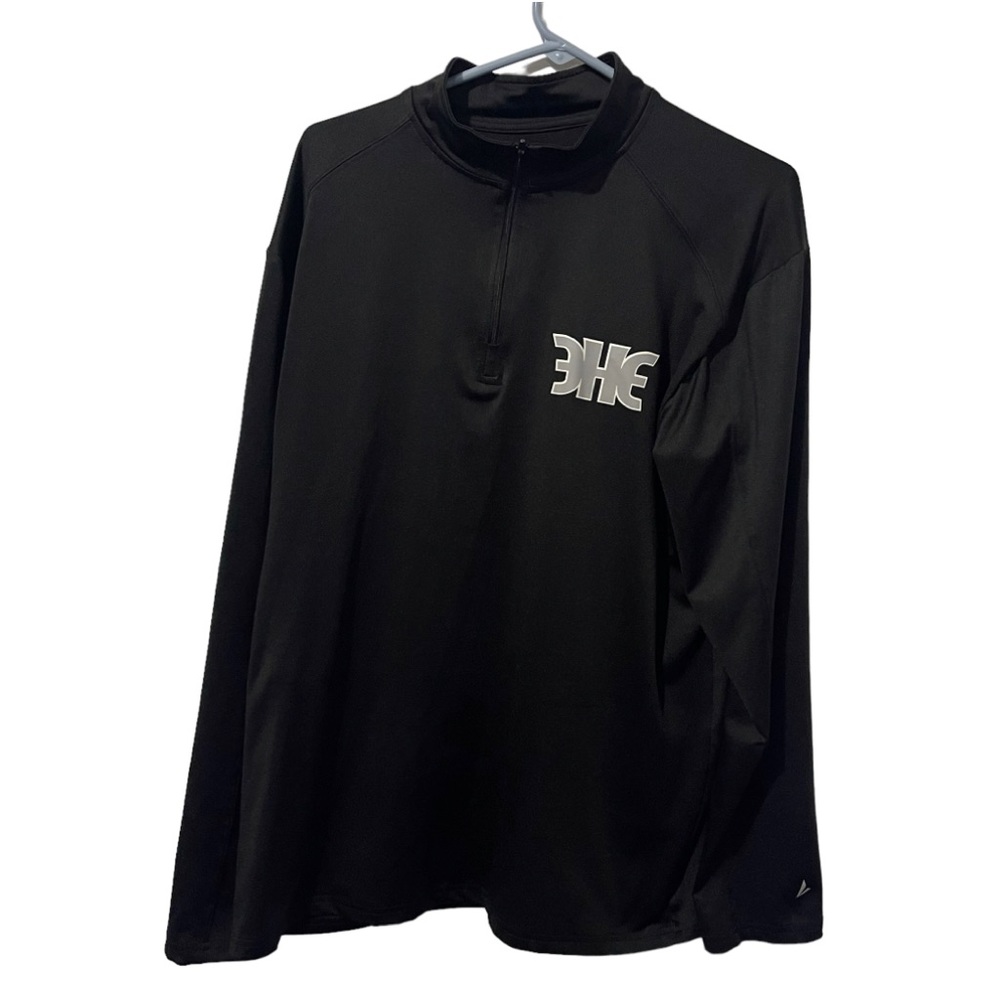 BSN Sports Sweater Men XL Black Quarter Zip‎ Up Lightweight Pullover Casual Logo